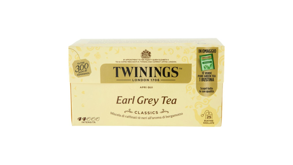 Twinings Earl Grey Tè Nero al sapore di Bergamotto 25 filtri + 1 omaggio The 52 g