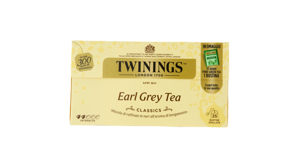 Twinings Earl Grey Tè Nero al sapore di Bergamotto 25 filtri + 1 omaggio The 52 g