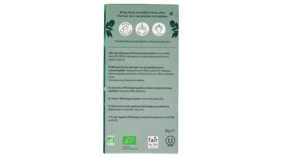 pukka supreme matcha green Organic 20 Bustine di Tè Verde 30 g