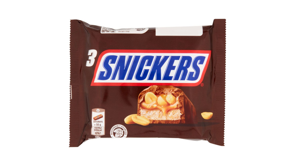 Snickers Snack al Cioccolato, Caramello e Arachidi Tostate 50 g