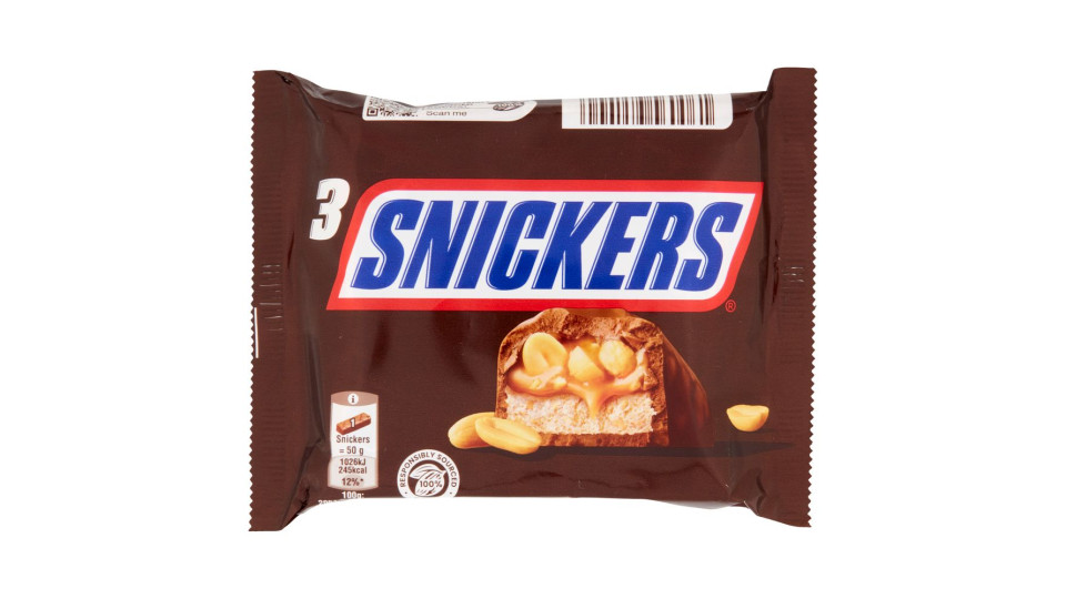 Snickers Snack al Cioccolato, Caramello e Arachidi Tostate 50 g