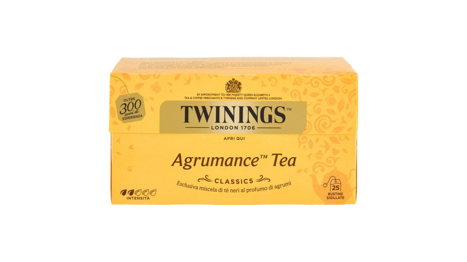 Twinings Agrumance Tea Tè Nero al profumo di agrumi 25 filtri The 50 g
