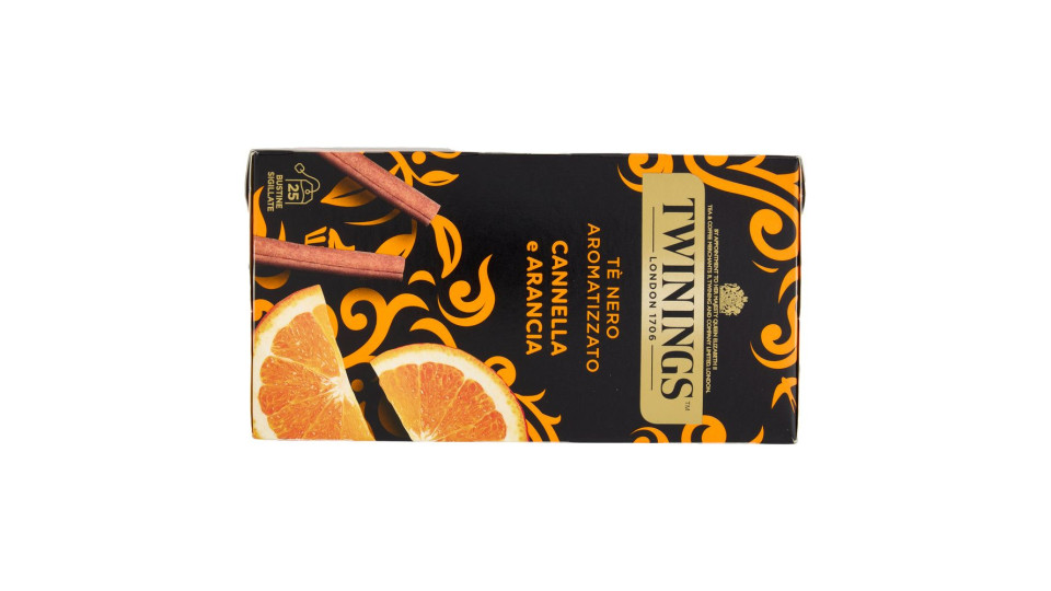 Twinings Cannella e Arancia Tè Nero aromatizzato 25 filtri The 50 g
