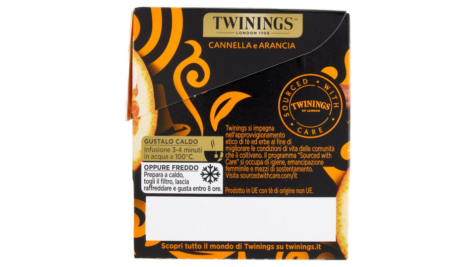 Twinings Cannella e Arancia Tè Nero aromatizzato 25 filtri The 50 g