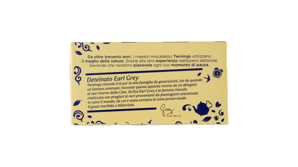 Twinings Deteinato Earl Grey Tè Nero Deteinato dal sapore di Bergamotto 20 filtri The 40 g