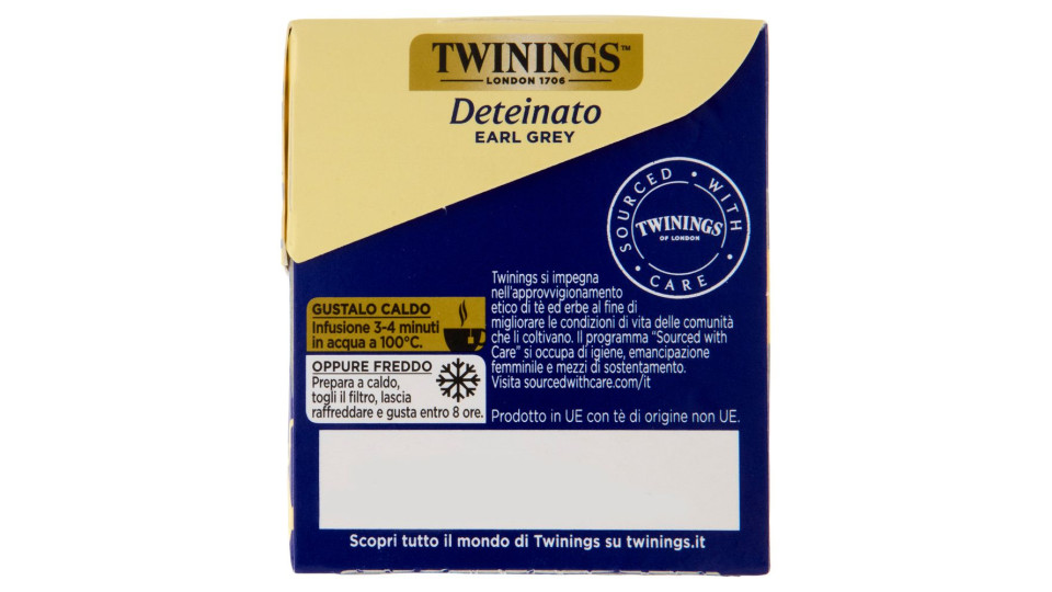 Twinings Deteinato Earl Grey Tè Nero Deteinato dal sapore di Bergamotto 20 filtri The 40 g