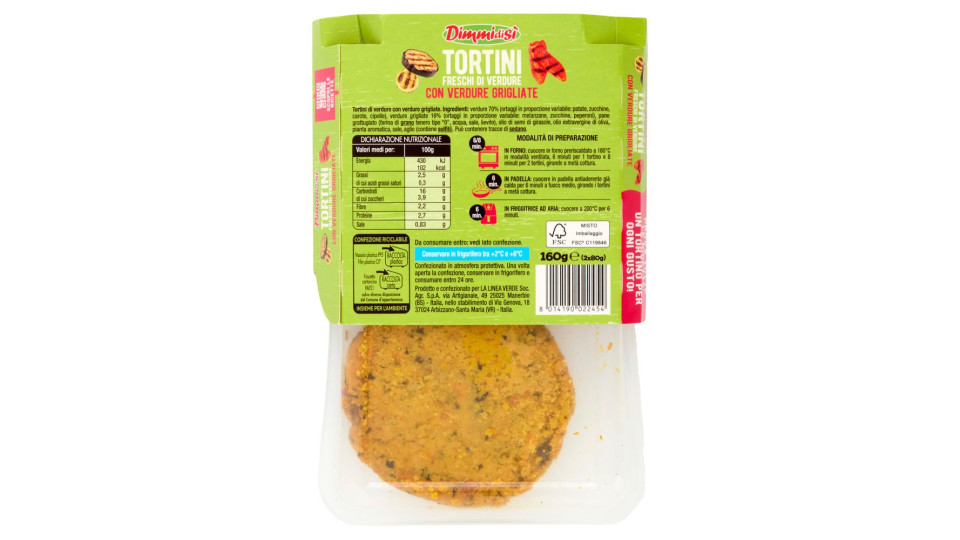 Dimmidisì Tortini Freschi Di Verdure Con Verdure Grigliate 2 X 80 G