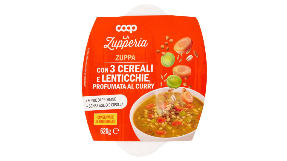 Zuppa Con 3 Cereali E Lenticchie, Profumata Al Curry 620 G