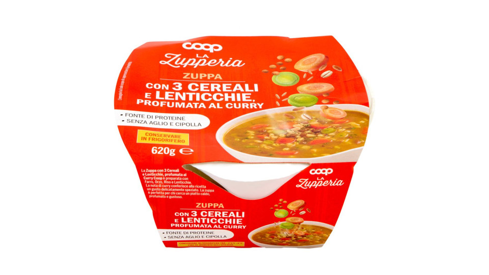 Zuppa Con 3 Cereali E Lenticchie, Profumata Al Curry 620 G