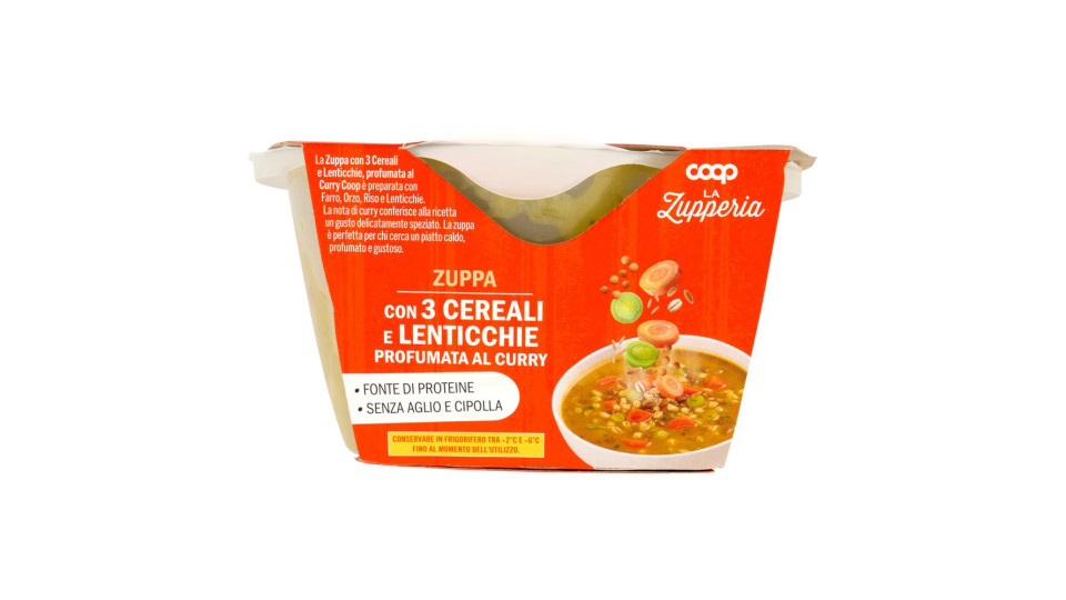 Zuppa Con 3 Cereali E Lenticchie, Profumata Al Curry 620 G
