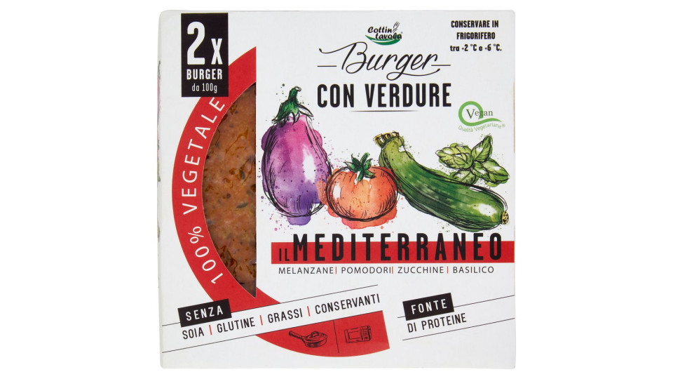 Cottin Tavola 100% Vegetale Burger Con Verdure Il Mediterraneo 2 X 100 G