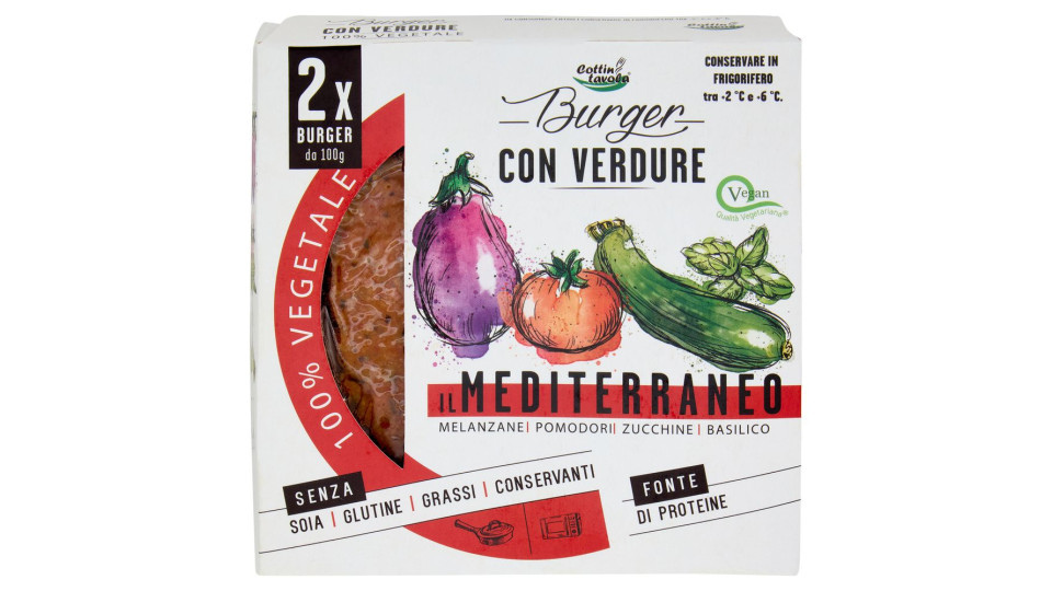 Cottin Tavola 100% Vegetale Burger Con Verdure Il Mediterraneo 2 X 100 G