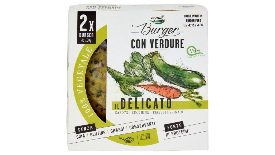 Cottin Tavola 100% Vegetale Burger Con Verdure Il Delicato 2 X 100 G