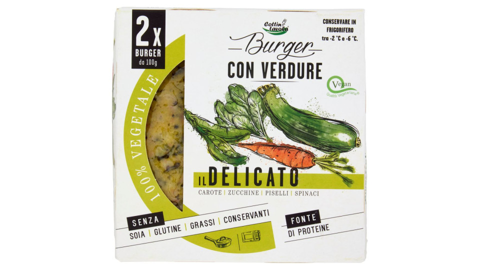 Cottin Tavola 100% Vegetale Burger Con Verdure Il Delicato 2 X 100 G