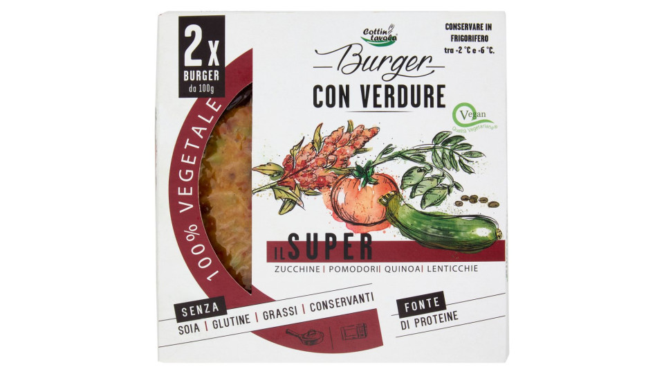 Cottin Tavola 100% Vegetale Burger Con Verdure Il Super 2 X 100 G
