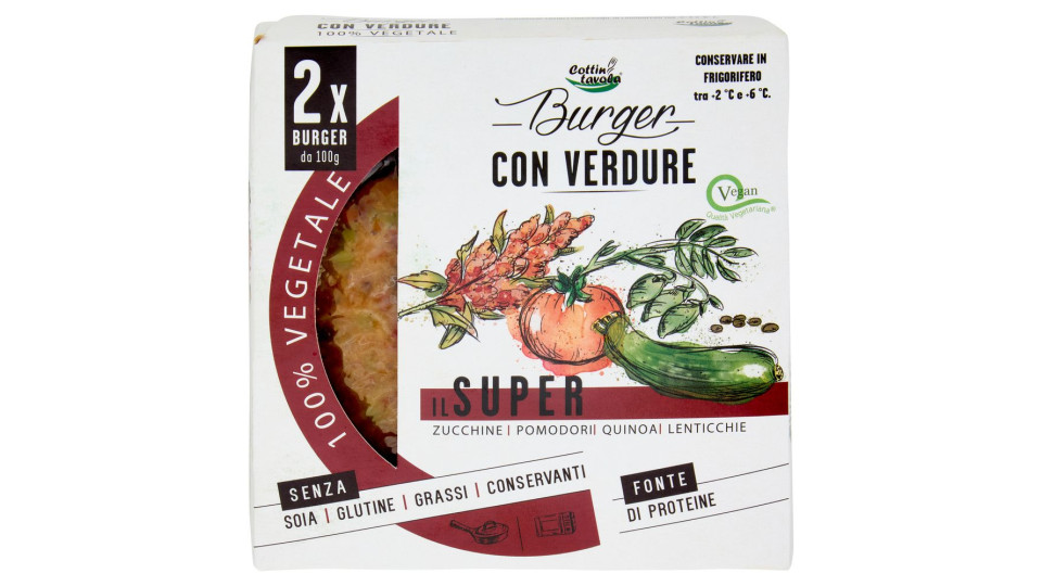 Cottin Tavola 100% Vegetale Burger Con Verdure Il Super 2 X 100 G