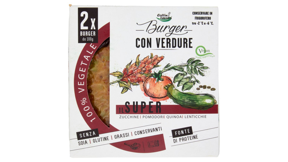 Cottin Tavola 100% Vegetale Burger Con Verdure Il Super 2 X 100 G