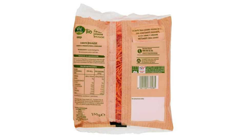 Carote Julienne Biologiche 150 G