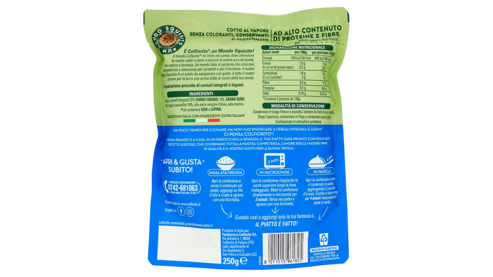 Colfiorito Piatto Fatto Fagioli Cannellini Con Farro E Grano Duro Integrali 250 G