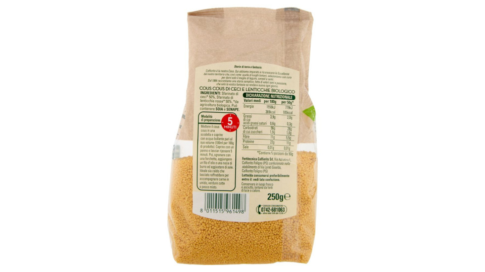 Colfiorito Bio Cous Cous Di Ceci E Lenticchie 250 G
