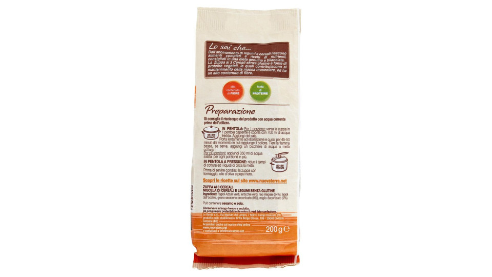 Nuova Terra Senza Glutine Zuppa Ai 3 Cereali Senza Glutine 200 G
