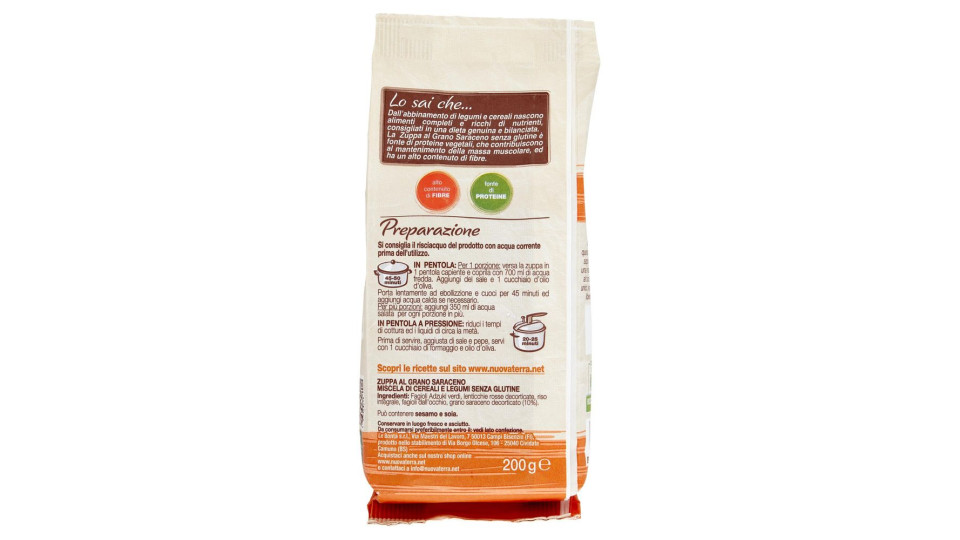 Nuova Terra Senza Glutine Zuppa Al Grano Saraceno Senza Glutine 200 G