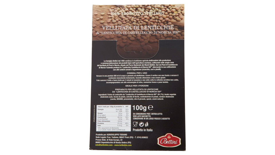 Bettini Vellutata Di Lenticchie Da 'lenticchia Di Castelluccio Di Norcia Igp' 100 G