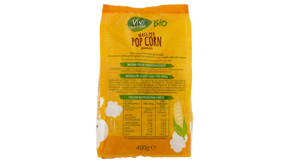 Mais Per Pop Corn Biologico 400 G