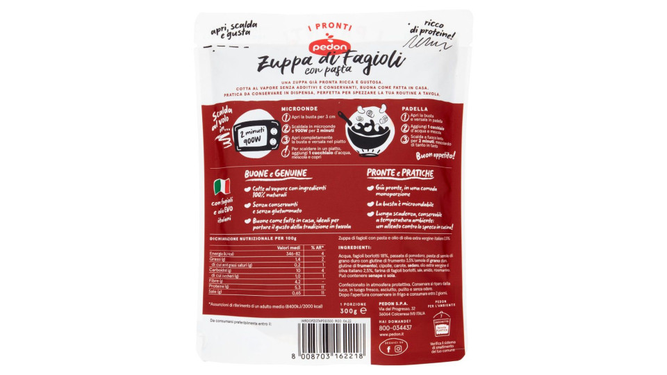 Pedon I Pronti Zuppa Di Fagioli 300 G