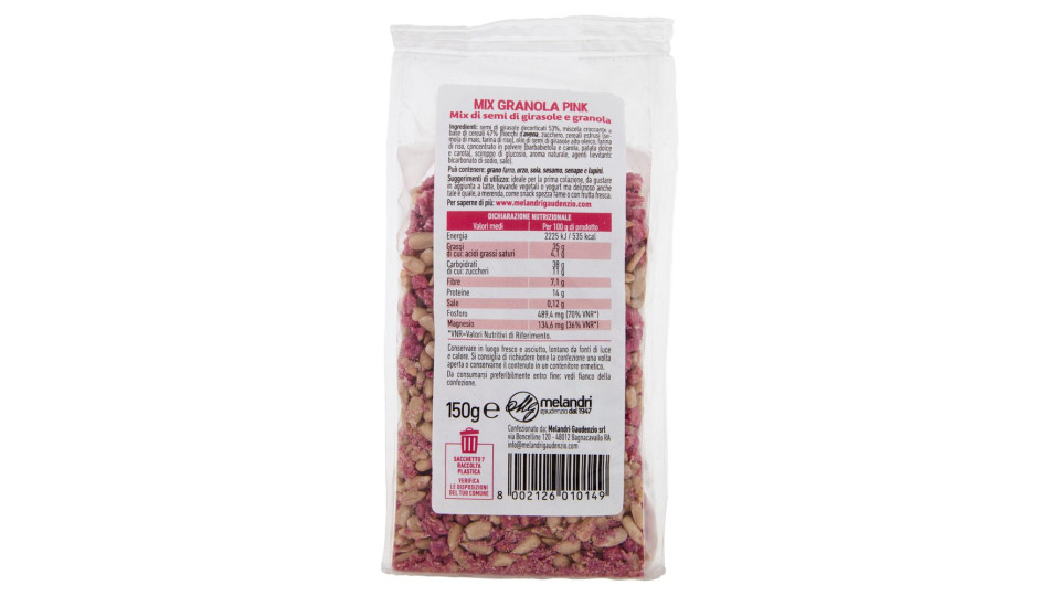 Melandri I Semi Mix Granola Pink Con Semi Di Girasole 150 G
