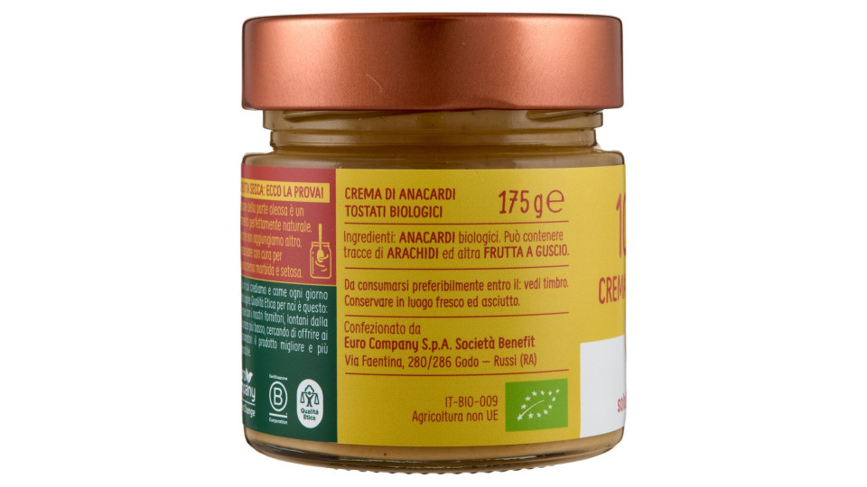 Euro Company 100% Crema Di Anacardi Bio 175 G