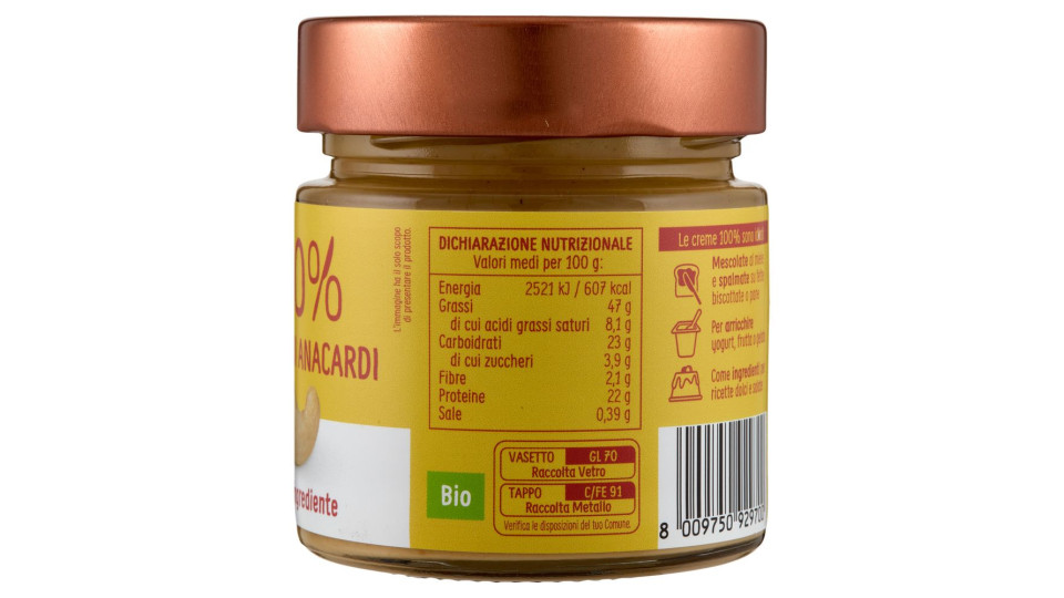 Euro Company 100% Crema Di Anacardi Bio 175 G