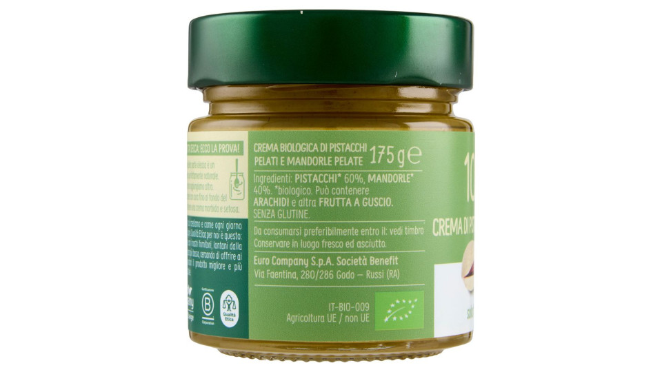 Euro Company 100% Crema Di Pistacchi E Mandorle Bio 175 G