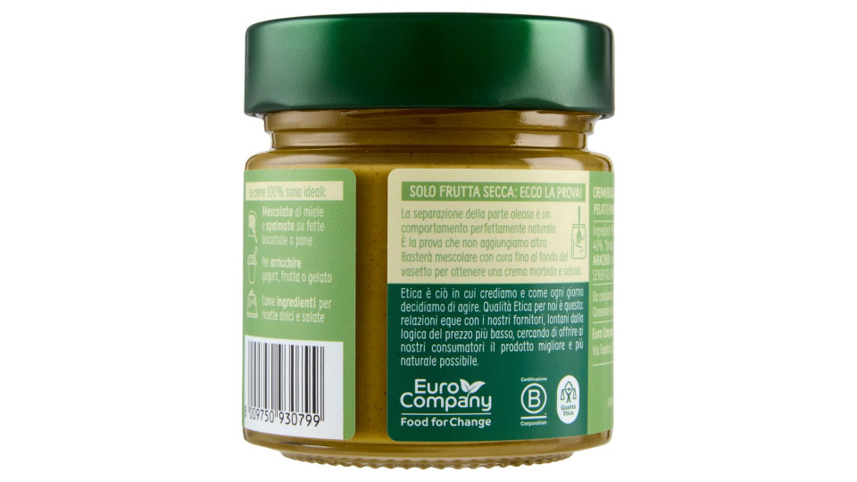 Euro Company 100% Crema Di Pistacchi E Mandorle Bio 175 G