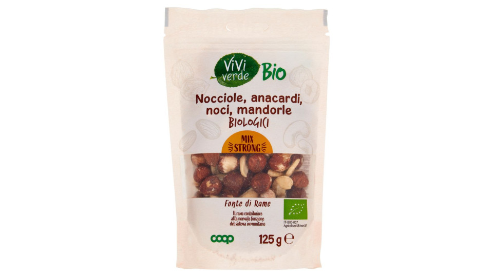 Nocciole, Anacardi, Noci, Mandorle Biologici Mix Strong 125 G