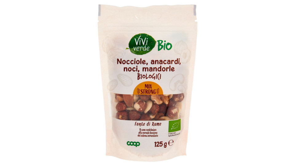 Nocciole, Anacardi, Noci, Mandorle Biologici Mix Strong 125 G