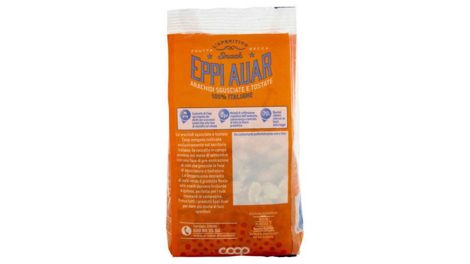 Snack Eppi Auar Arachidi Sgusciate E Tostate 100% Italiane Leggermente Salate 250 G