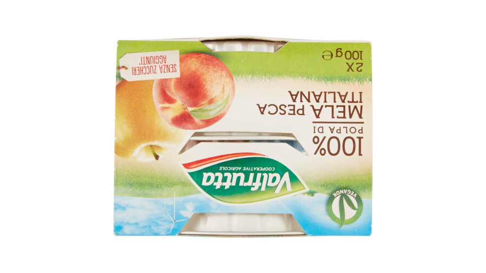 Valfrutta 100% Polpa Di Mela Pesca Italiana 2 X 100 G