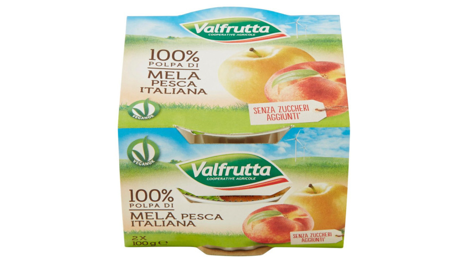 Valfrutta 100% Polpa Di Mela Pesca Italiana 2 X 100 G