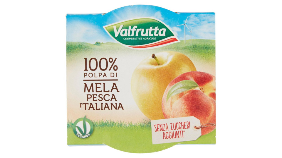 Valfrutta 100% Polpa Di Mela Pesca Italiana 2 X 100 G
