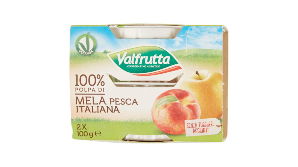 Valfrutta 100% Polpa Di Mela Pesca Italiana 2 X 100 G