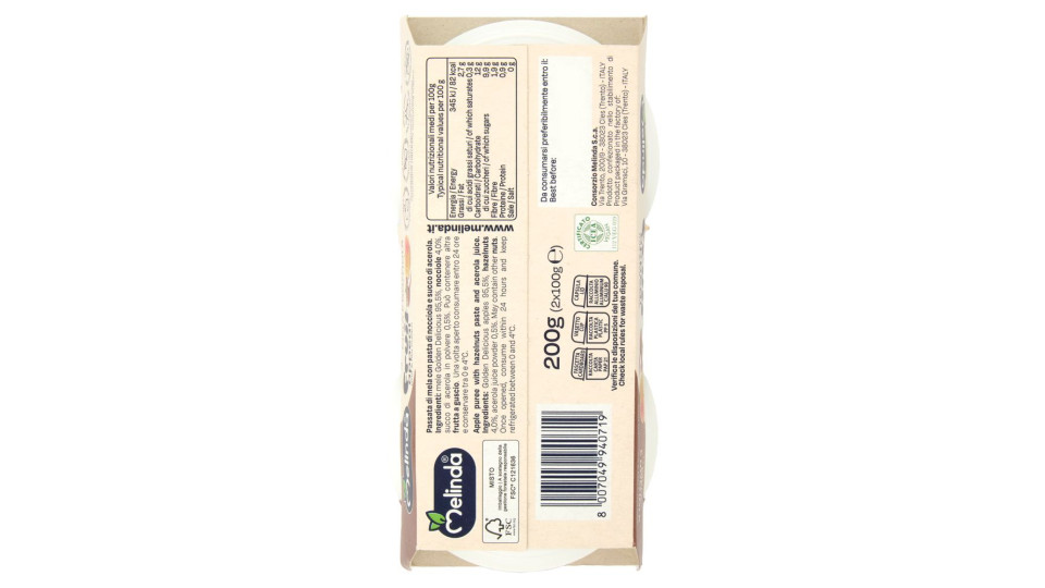 Melinda Fruit Appeal Fruit & Nut Cream Mela E Nocciola 2 X 100 G