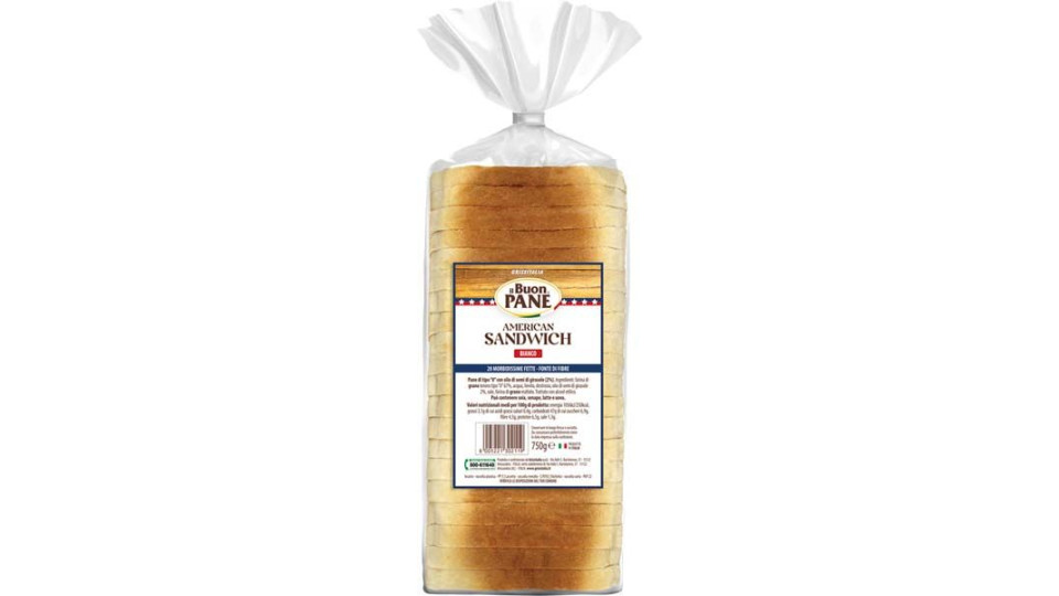 Il Buon Pane Pane Bianco Per Sandwich Americano A Fette Morbide 750g