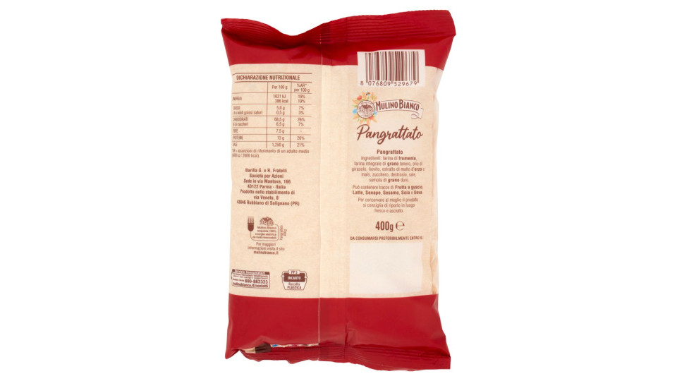 Mulino Bianco Pangrattato Ideale Per Panatura E Gratinatura 400g