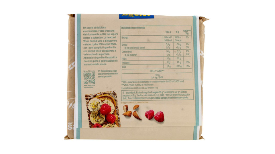 Wasa Chruncy Twist Cracker Con Farina Integrale Di Segale E Semi Di Lino E Papavero 245g