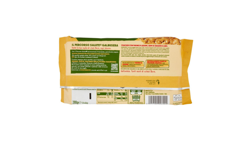 Galbusera Protein-g Cracker Con Farine Di Legumi, Semi Di Sesamo E Lino 7 X 40 G