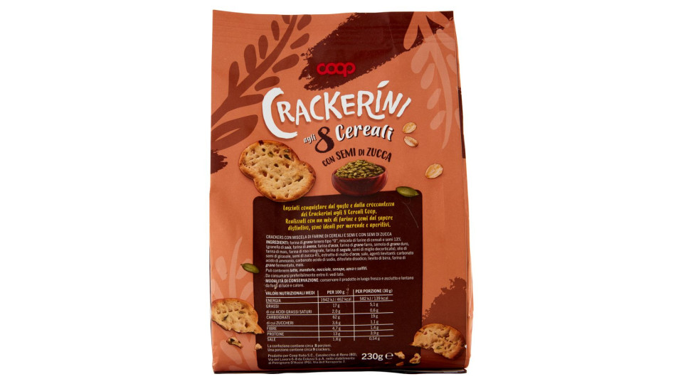 Crackerini Agli 8 Cereali Con Semi Di Zucca 230 G