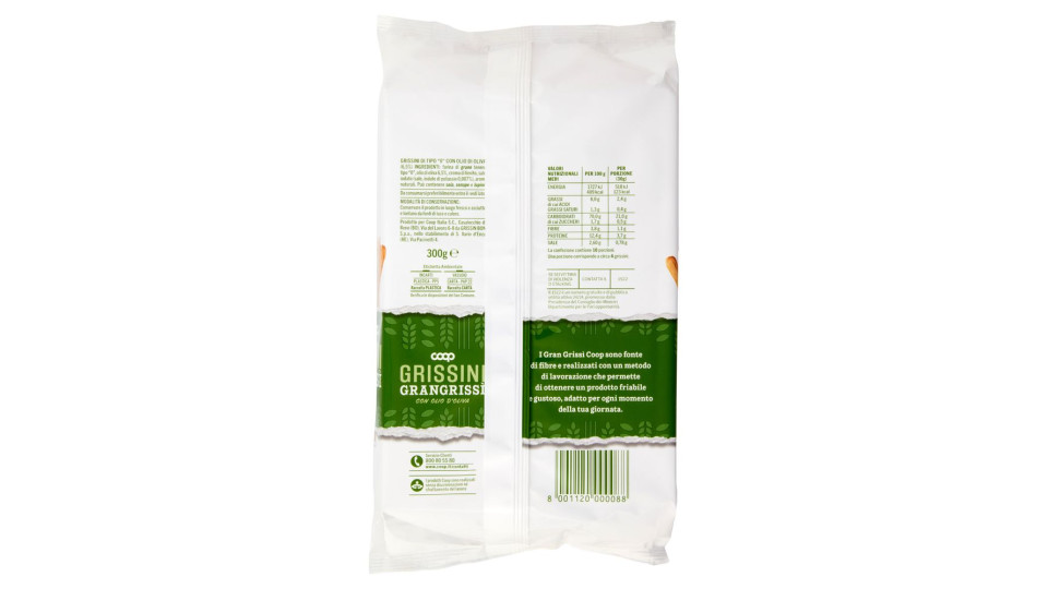 Grissini Grangrissì Con Olio Di Oliva 300 G