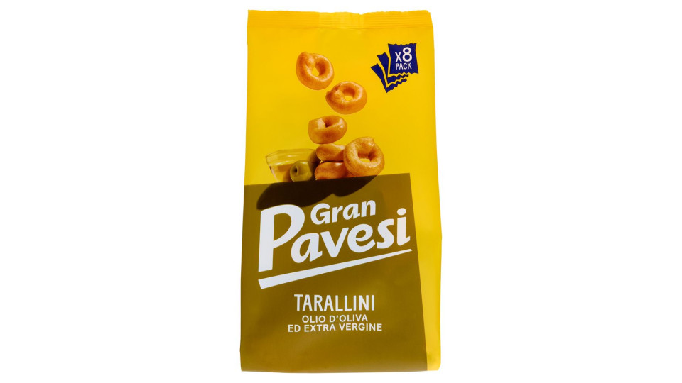 Gran Pavesi Snack Tarallini Olio Di Oliva Ed Extra Vergine, Senza Olio Di Palma, 8 Pacchetti 256g