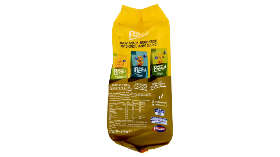 Gran Pavesi Snack Tarallini Olio Di Oliva Ed Extra Vergine, Senza Olio Di Palma, 8 Pacchetti 256g